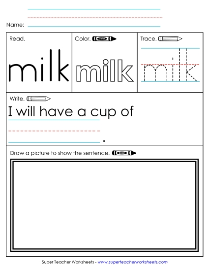 Worksheet 3: Milk