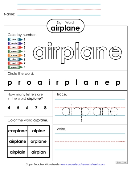Worksheet 4: Airplane Worksheet 4: Airplane