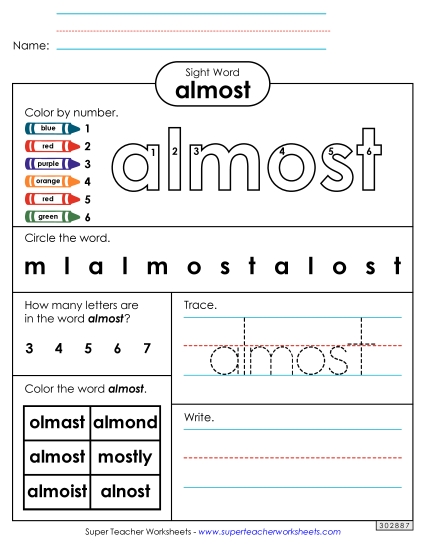 Worksheet 4: Almost Worksheet 4: Almost
