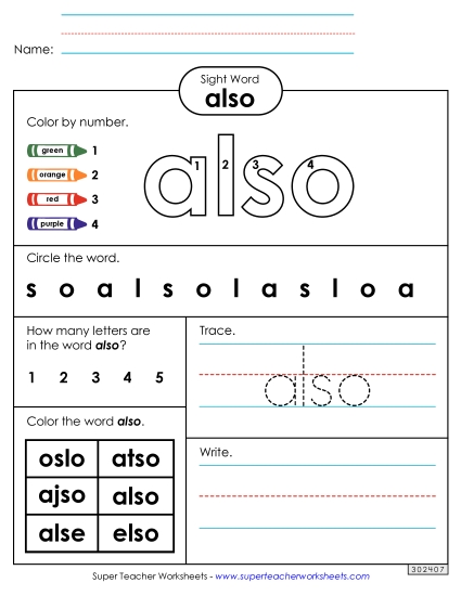 Worksheet 4: Also Worksheet 4: Also