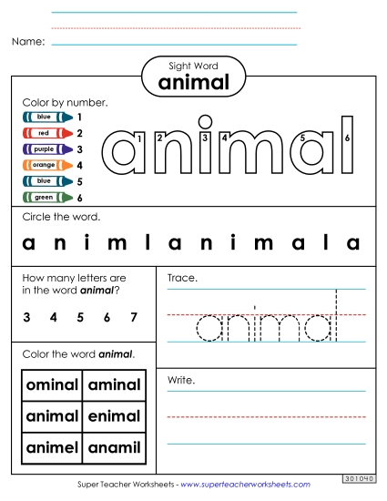 Worksheet 4: Animal Worksheet 4: Animal