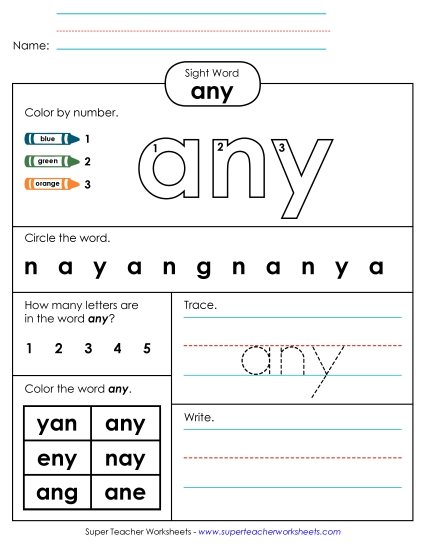 Worksheet 4: Any