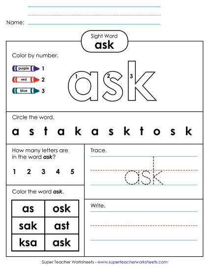 Worksheet 4: Ask Worksheet 4: Ask