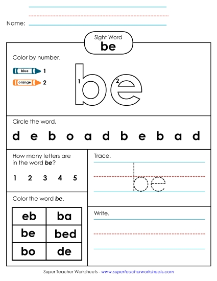 Worksheet 4: Be Worksheet 4: Be