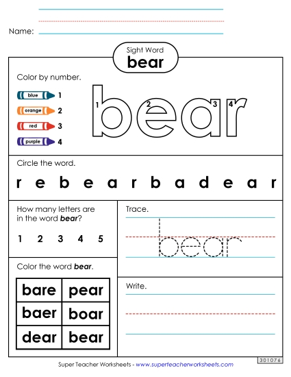 Worksheet 4: Bear Worksheet 4: Bear