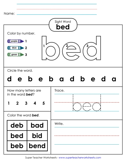 Worksheet 4: Bed