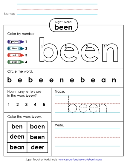 Worksheet 4: Been Worksheet 4: Been