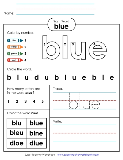 Worksheet 4: Blue Worksheet 4: Blue
