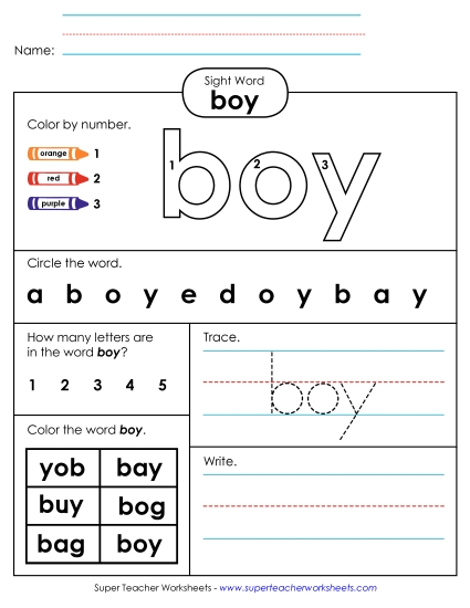 Worksheet 4: Boy