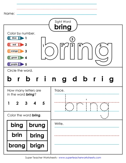 Worksheet 4: Bring Worksheet 4: Bring