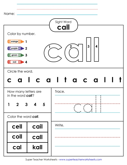 Worksheet 4: Call Worksheet 4: Call