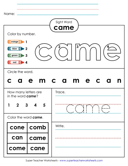 Worksheet 4: Came Worksheet 4: Came