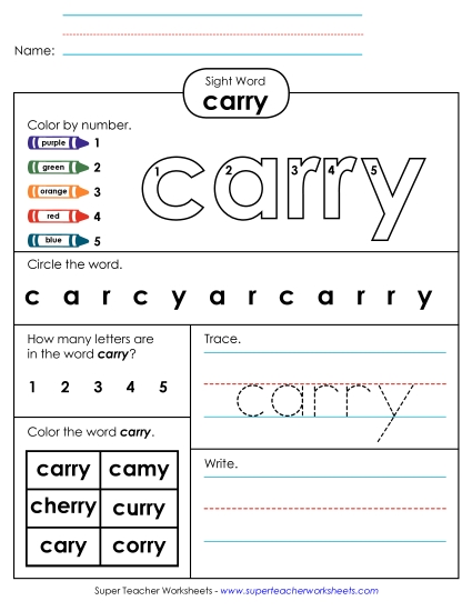 Worksheet 4: Carry Worksheet 4: Carry