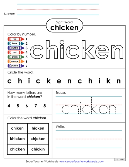 Worksheet 4: Chicken Worksheet 4: Chicken