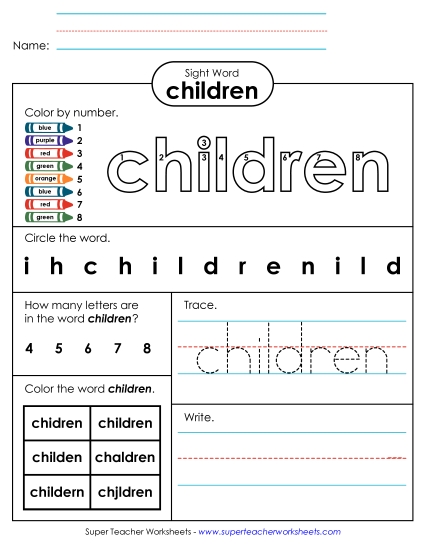 Worksheet 4: Children Worksheet 4: Children