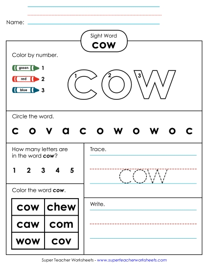 Worksheet 4: Cow
