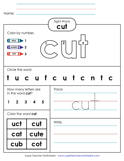 Worksheet 4: Cut Worksheet 4: Cut