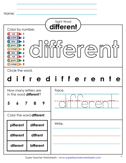 Worksheet 4: Different Worksheet 4: Different