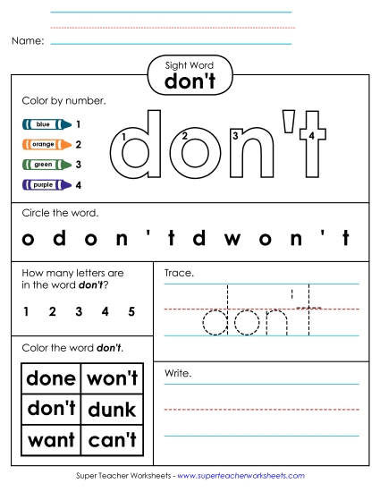 Worksheet 4: Don't Worksheet 4: Don't