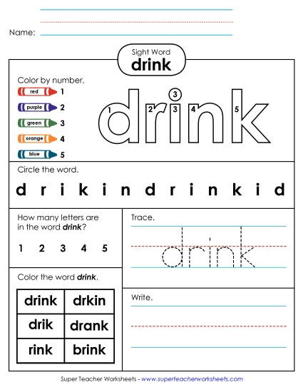 Worksheet 4: Drink Worksheet 4: Drink