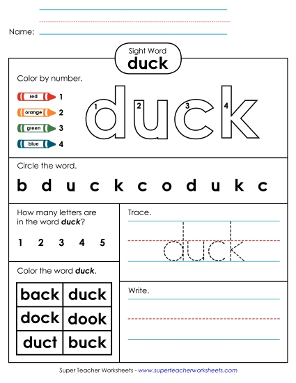 Worksheet 4: Duck