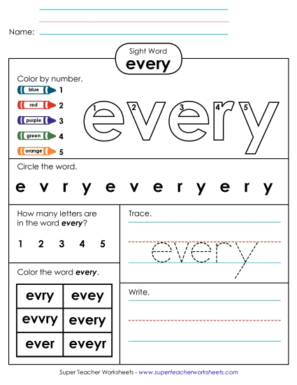Worksheet 4: Every Worksheet 4: Every