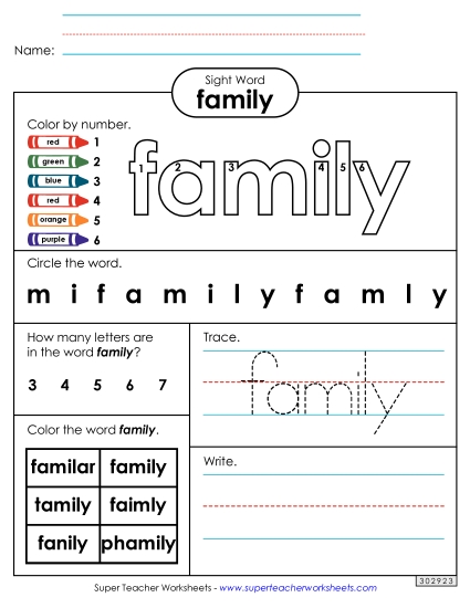 Worksheet 4: Family Worksheet 4: Family