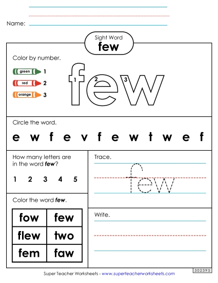 Worksheet 4: Few Worksheet 4: Few