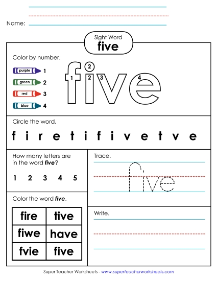 Worksheet 4: Five Worksheet 4: Five