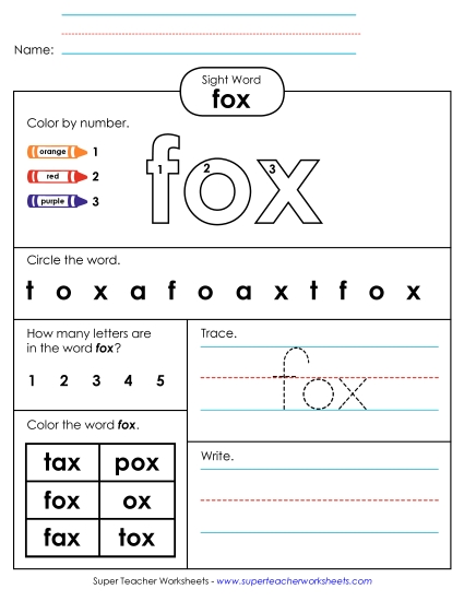 Worksheet 4: Fox Worksheet 4: Fox