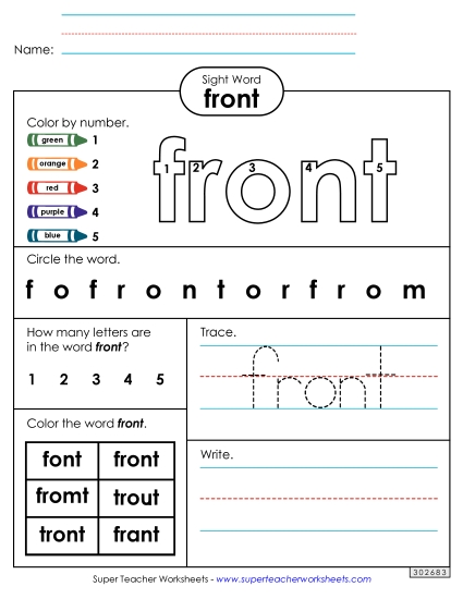 Worksheet 4: Front Worksheet 4: Front