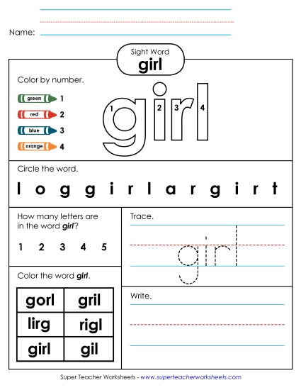 Worksheet 4: Girl Worksheet 4: Girl
