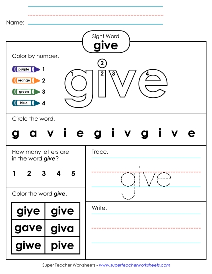 Worksheet 4: Give Worksheet 4: Give