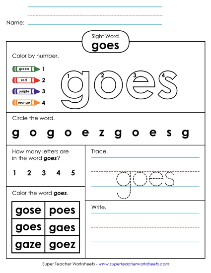 Worksheet 4: Goes Worksheet 4: Goes