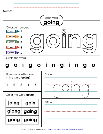 Worksheet 4: Going Worksheet 4: Going