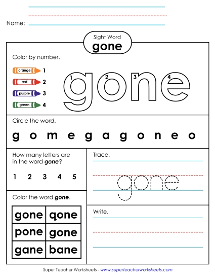 Worksheet 4: Gone Worksheet 4: Gone