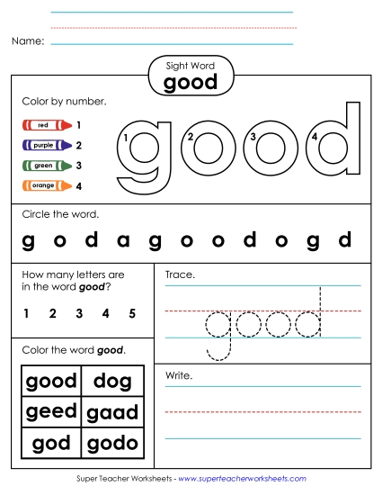 Worksheet 4: Good Worksheet 4: Good