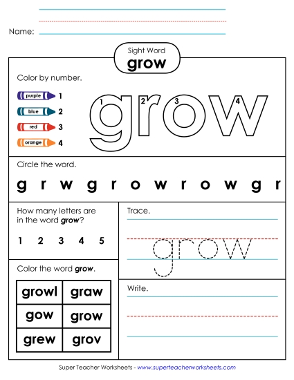 Worksheet 4: Grow Worksheet 4: Grow