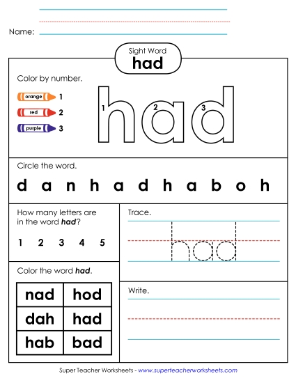 Worksheet 4: Had