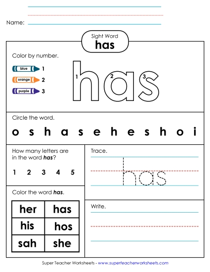 Worksheet 4: Has Worksheet 4: Has