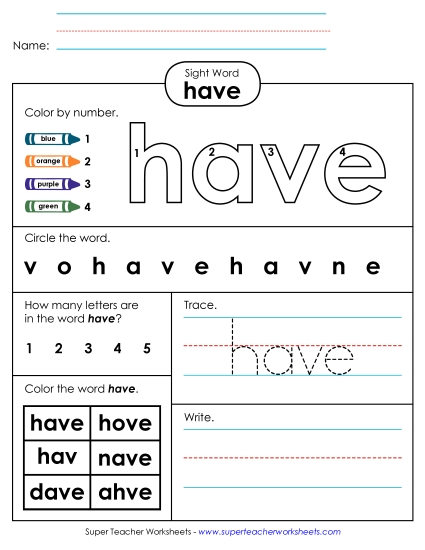 Worksheet 4: Have Worksheet 4: Have