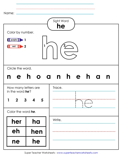 Worksheet 4: He Worksheet 4: He