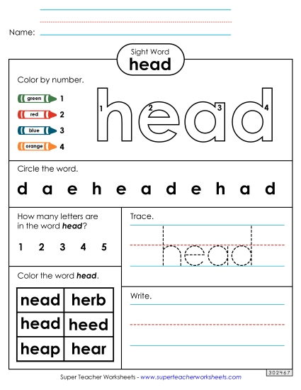 Worksheet 4: Head Worksheet 4: Head