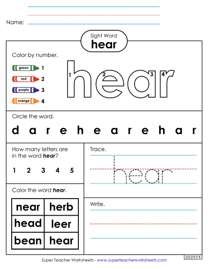 Worksheet 4: Hear Worksheet 4: Hear