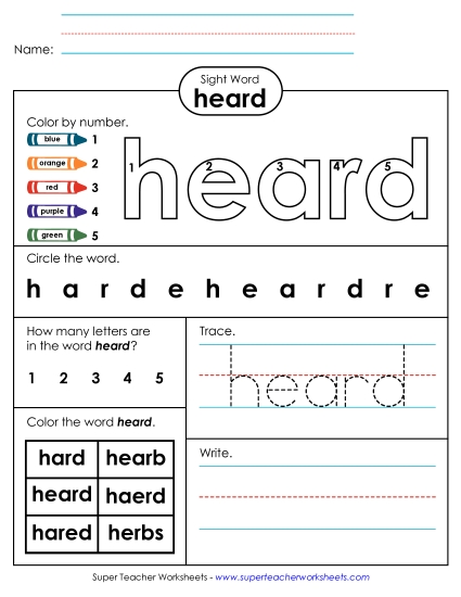 Worksheet 4: Heard Worksheet 4: Heard