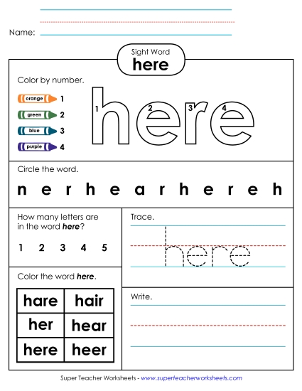 Worksheet 4: Here Worksheet 4: Here