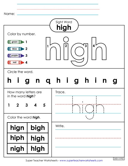Worksheet 4: High Worksheet 4: High