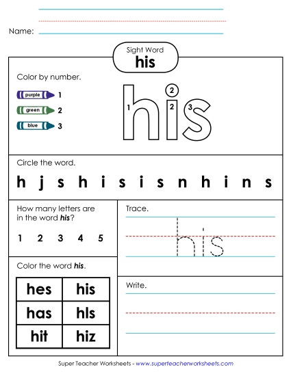Worksheet 4: His Worksheet 4: His