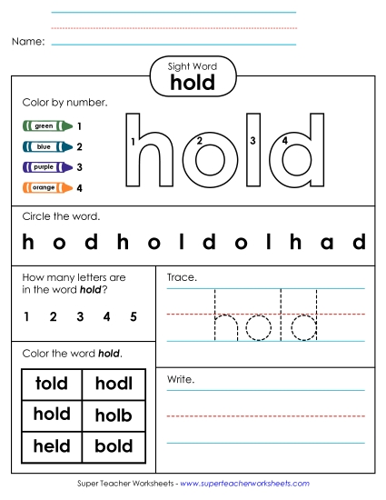 Worksheet 4: Hold Worksheet 4: Hold