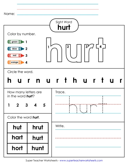 Worksheet 4: Hurt Worksheet 4: Hurt